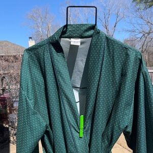 NOS vintage Puritan one Size Green Checked Diamonds Print Robe SOFT